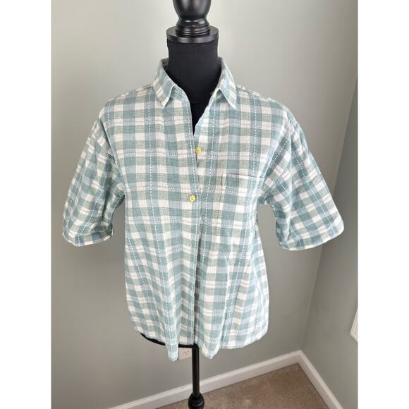 Company One Tops - Vintage Company One Plaid Short Sleeve Button-Up - Large